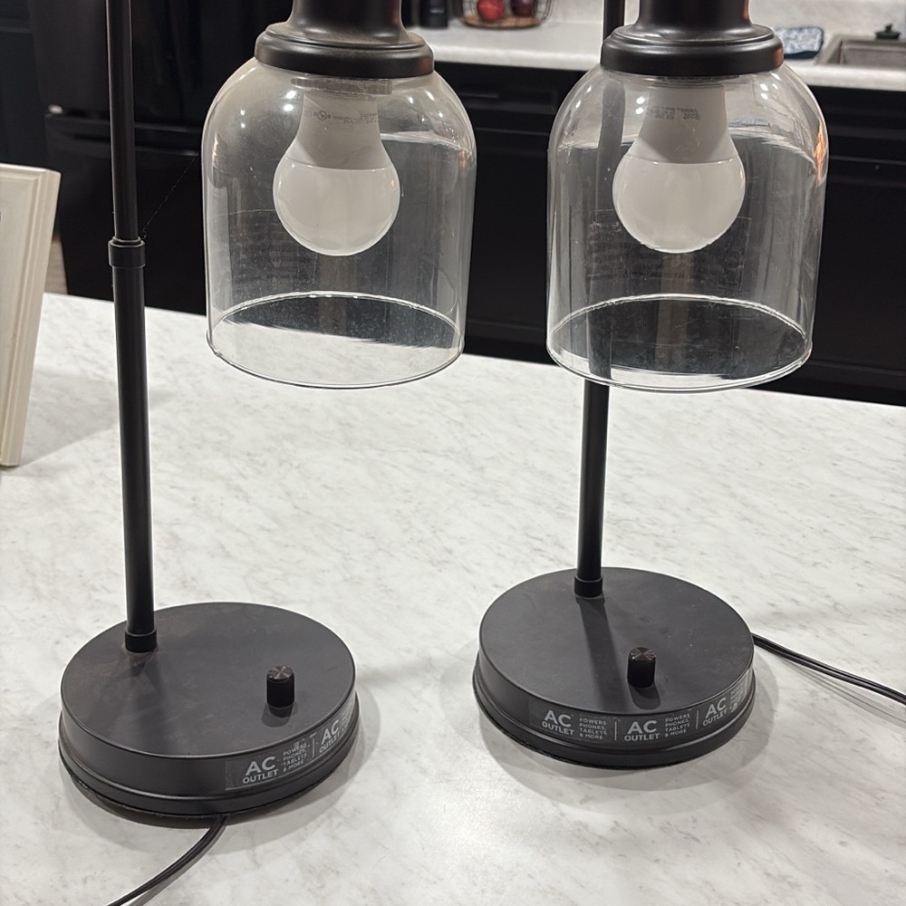 Black and Clear Glass Table Lamps